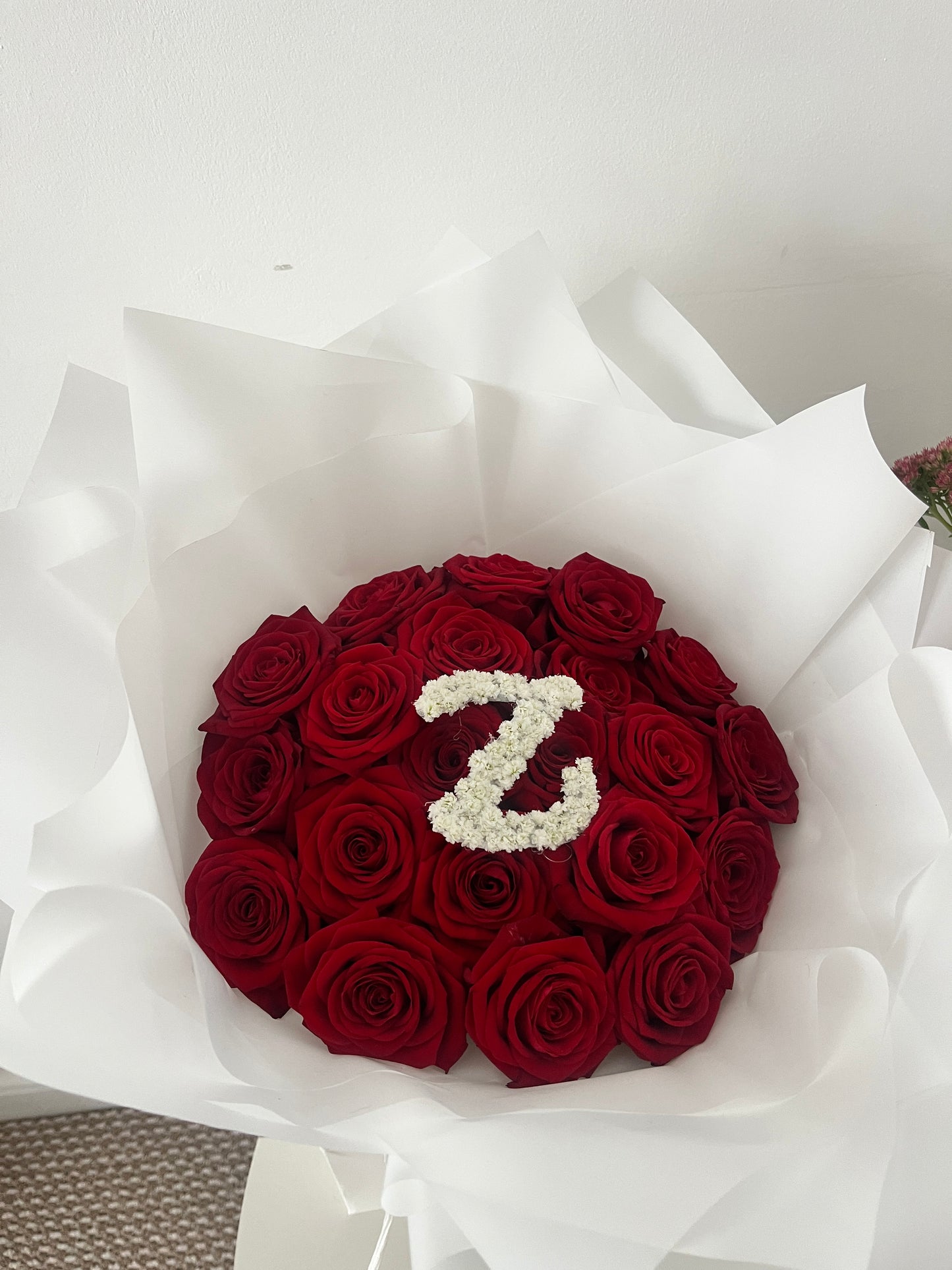 20 Luxe Red Roses with Initial